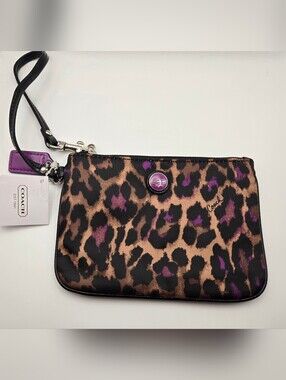 Coach Ocelot Violet Multi-Color Leopard-Print Wristlet Rare Collectible